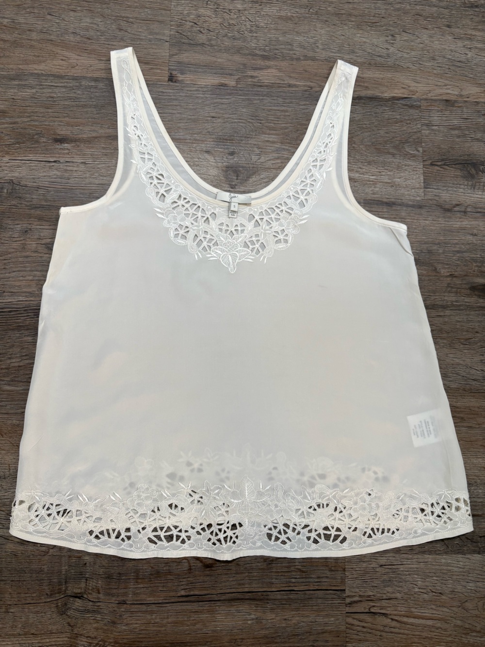 Joie Silk Cream Embroidered Cutwork Sleeveless Top - Picture 12 of 12